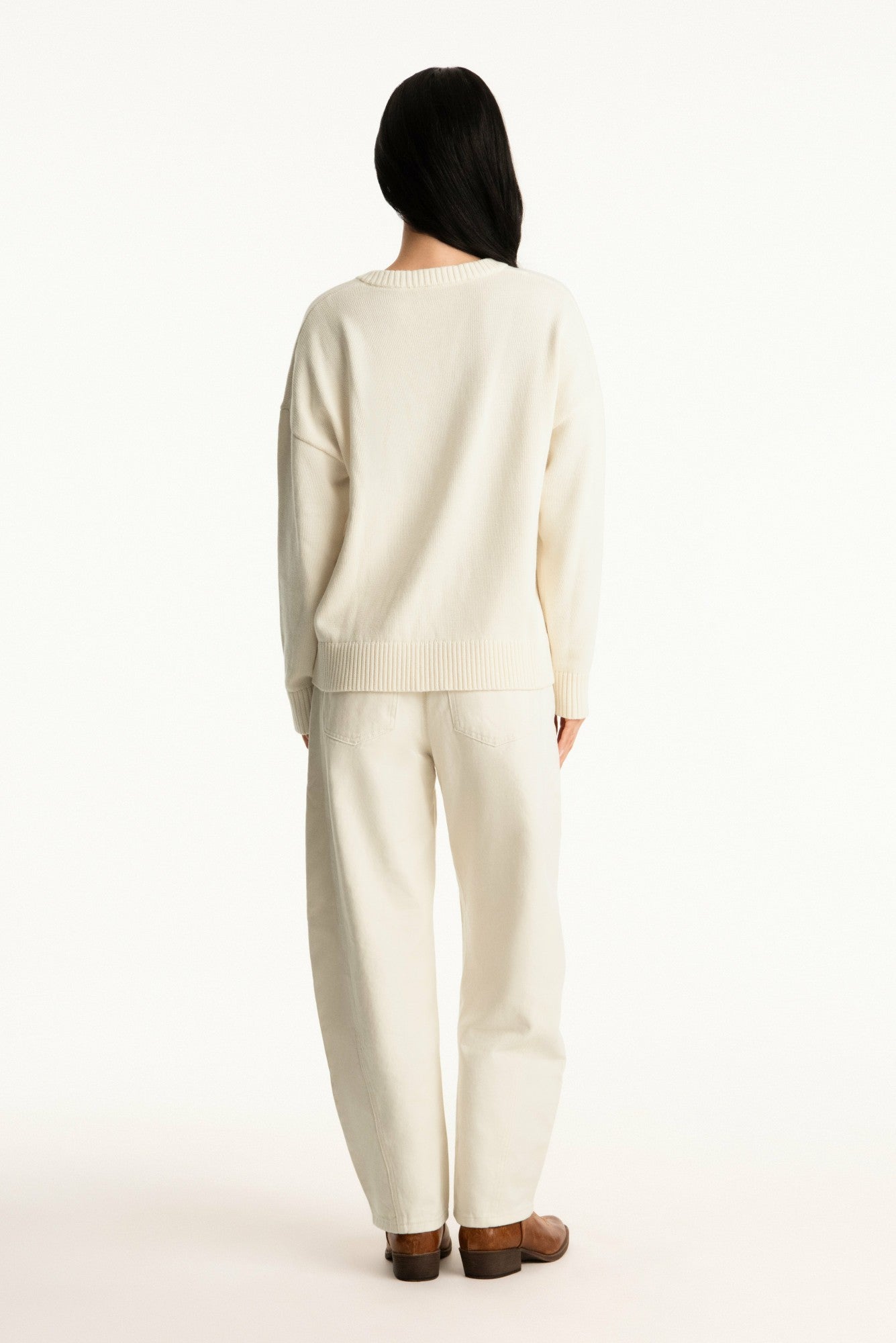 SET X PARKE COTTON V-NECK SWEATER - CREAM SET ACTIVE