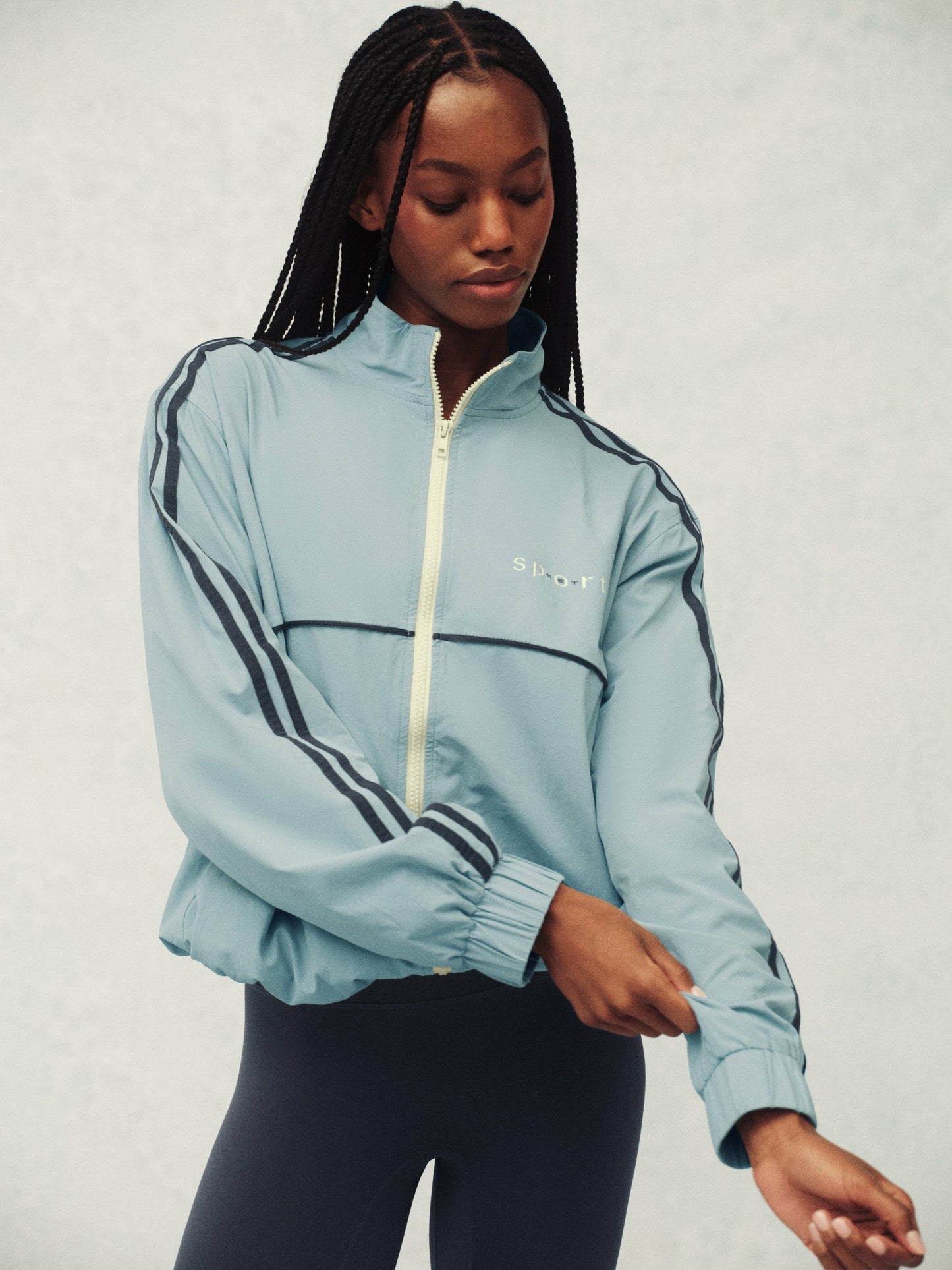 NYLON TRACK SEAM ZIP UP - WASHED SET ACTIVE