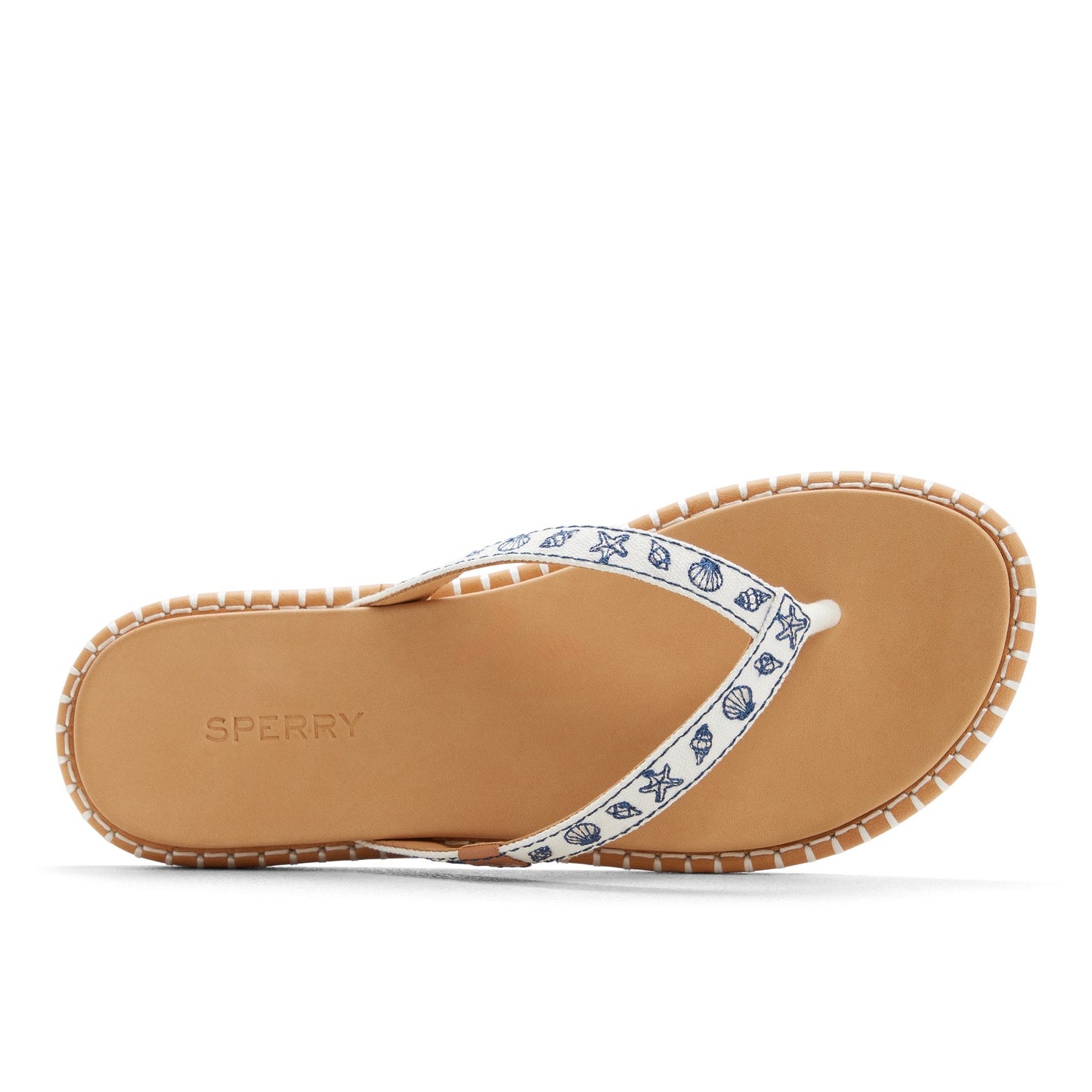 Sperry Isla Thong Embroider Sandal White/blue