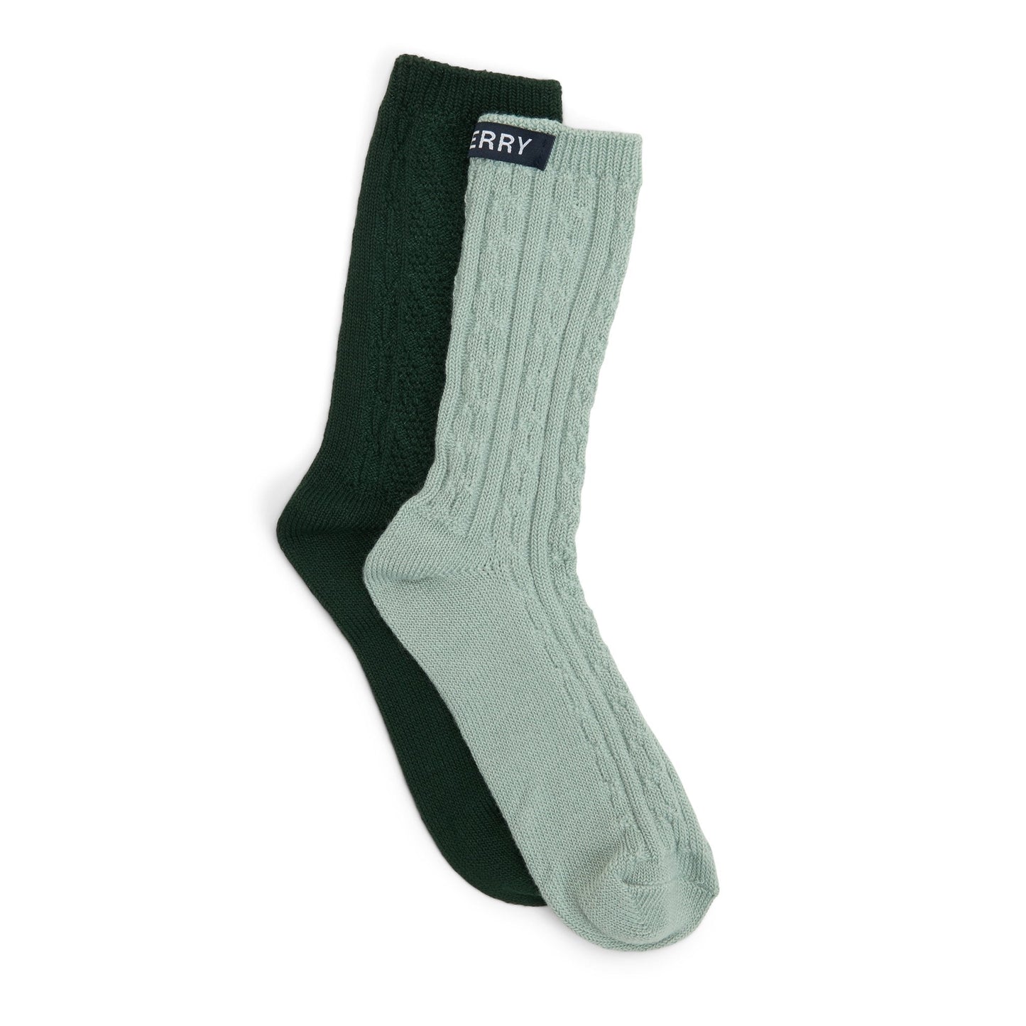 Sperry Ladies 2-Pack Cable Knit Boot Sock Green