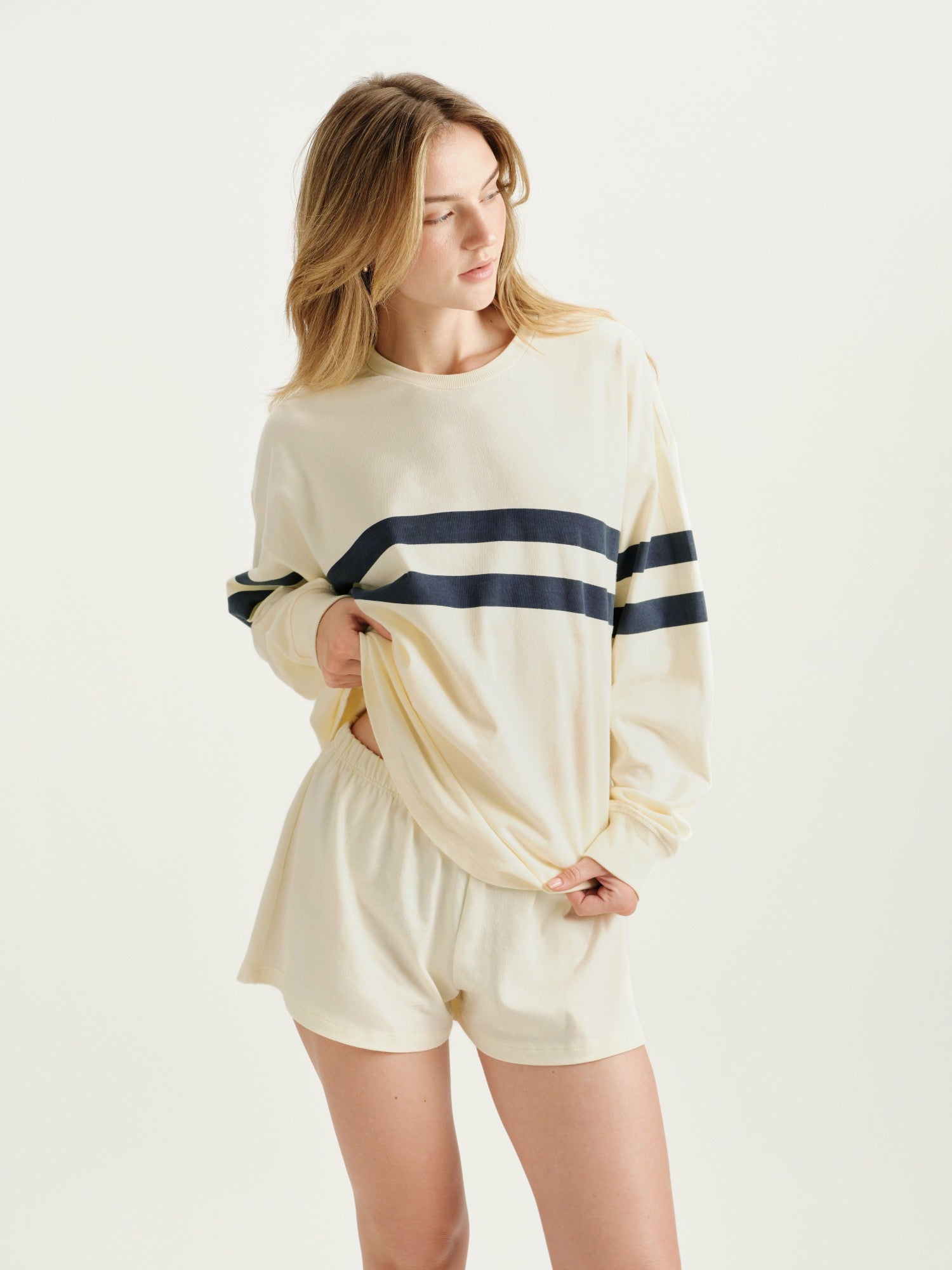 HEAVY COTTON EASY STRIPE LONG SLEEVE - WASHED SET ACTIVE
