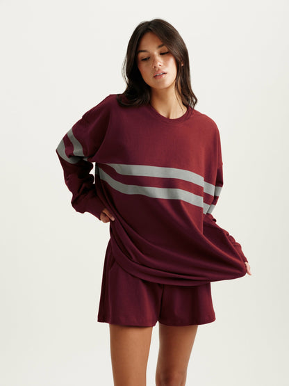 HEAVY COTTON EASY STRIPE LONG SLEEVE - SEPIA SET ACTIVE