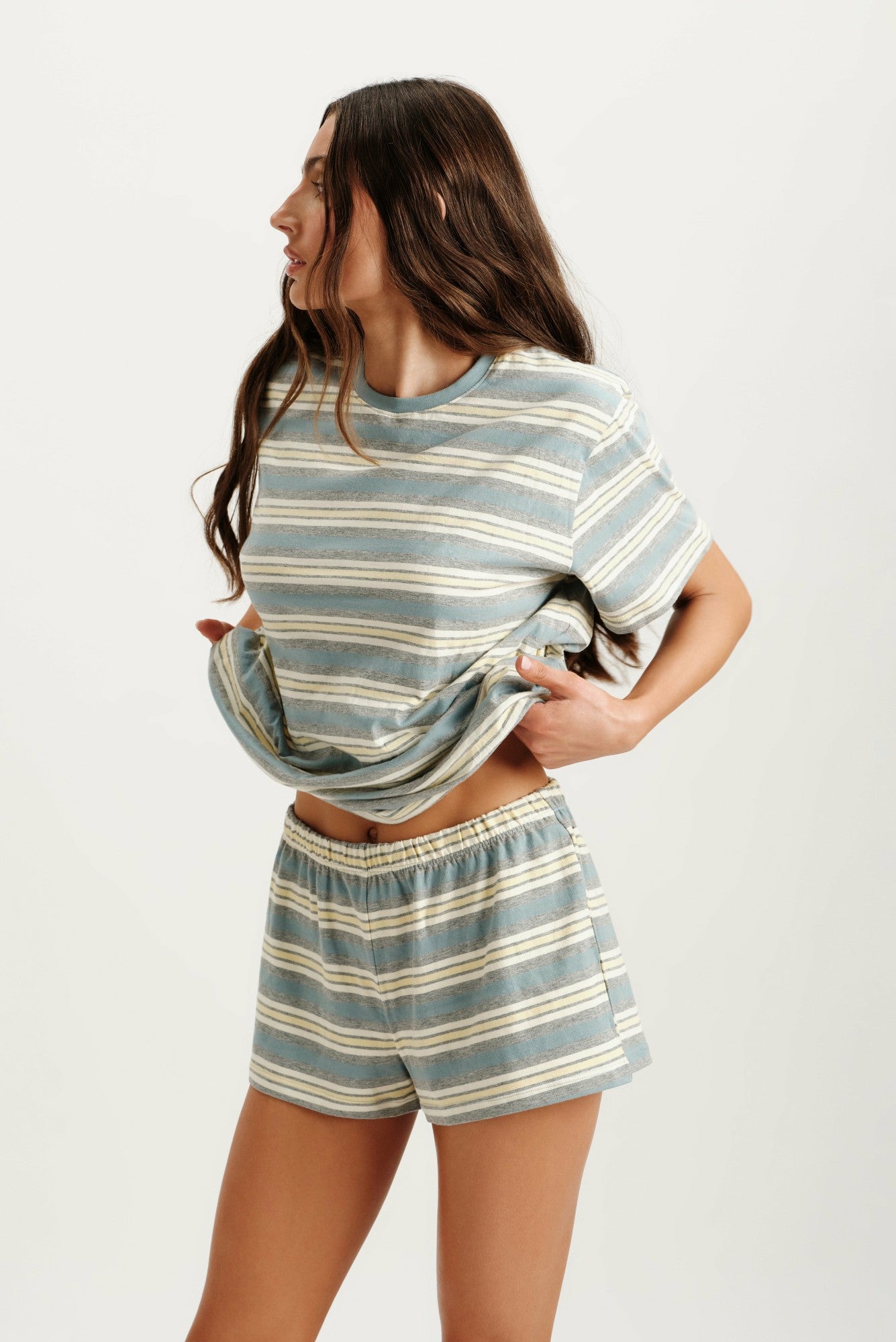 CLASSIC COTTON DAILY STRIPE BOYFRIEND TEE - CASSETTE SET ACTIVE
