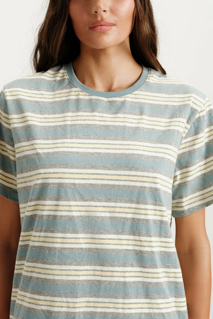 CLASSIC COTTON DAILY STRIPE BOYFRIEND TEE - CASSETTE SET ACTIVE