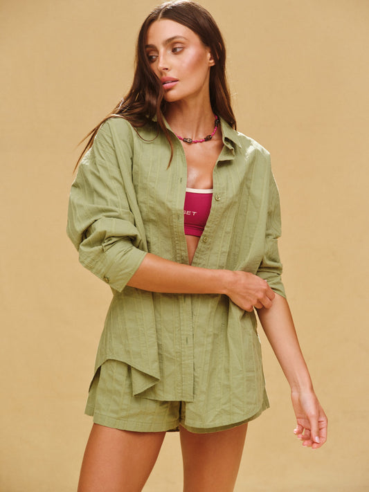 STRIPED JACQUARD LINE BUTTON DOWN - PIÑA SET ACTIVE