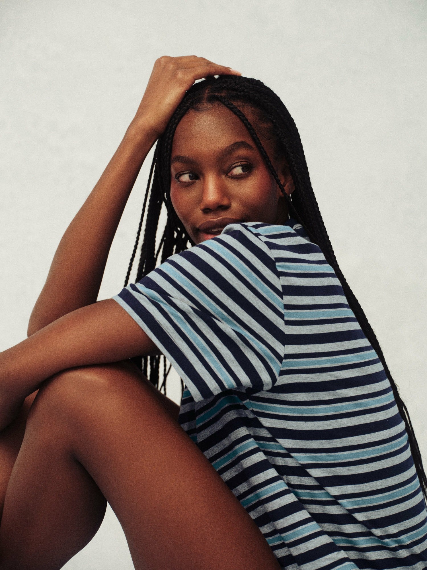 CLASSIC COTTON DAILY STRIPE BOYFRIEND TEE - WASHED SET ACTIVE