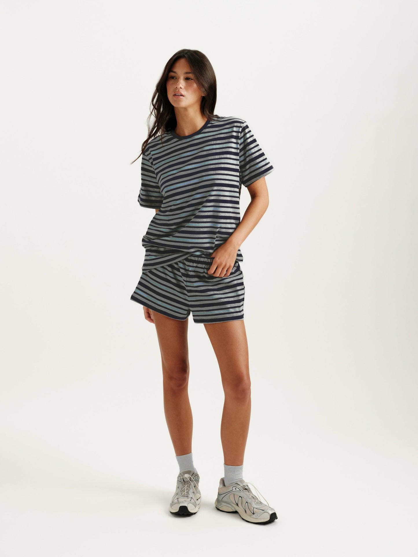 CLASSIC COTTON DAILY STRIPE BOYFRIEND TEE - WASHED SET ACTIVE