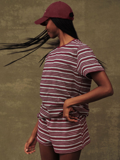 CLASSIC COTTON DAILY STRIPE BOYFRIEND TEE - SEPIA SET ACTIVE