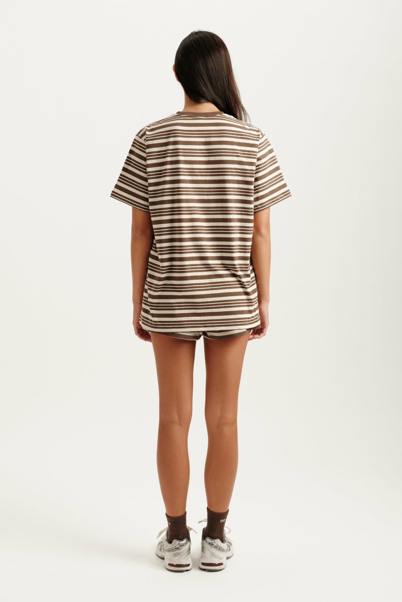 CLASSIC COTTON DAILY STRIPE BOYFRIEND TEE - GRAIN SET ACTIVE