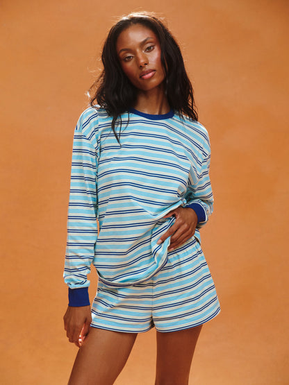 CLASSIC COTTON DAILY STRIPE CUFFED LONG SLEEVE - MAUI SET ACTIVE