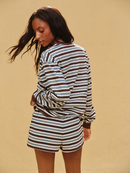 CLASSIC COTTON DAILY STRIPE CUFFED LONG SLEEVE - KONA SET ACTIVE