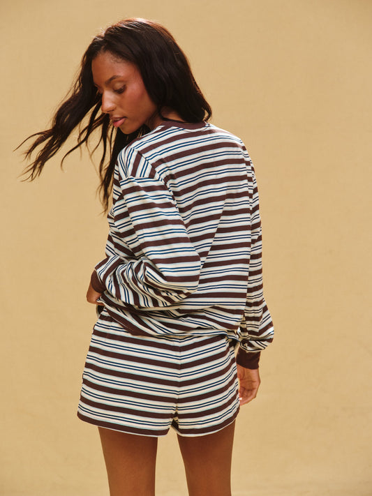 CLASSIC COTTON DAILY STRIPE CUFFED LONG SLEEVE - KONA SET ACTIVE