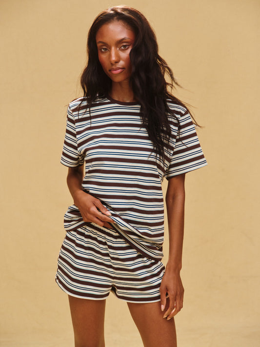 CLASSIC COTTON DAILY STRIPE BOYFRIEND TEE - KONA SET ACTIVE