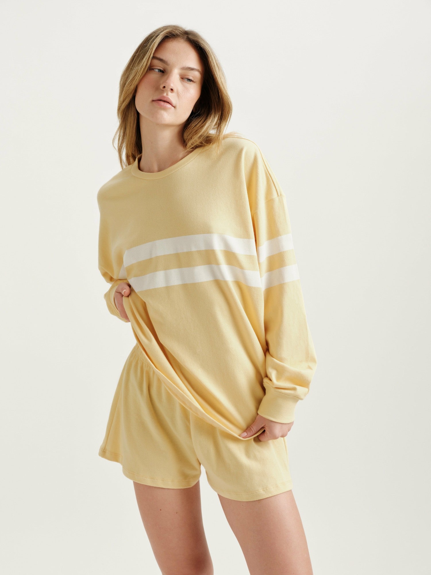 HEAVY COTTON EASY STRIPE LONG SLEEVE - BUTTER SET ACTIVE