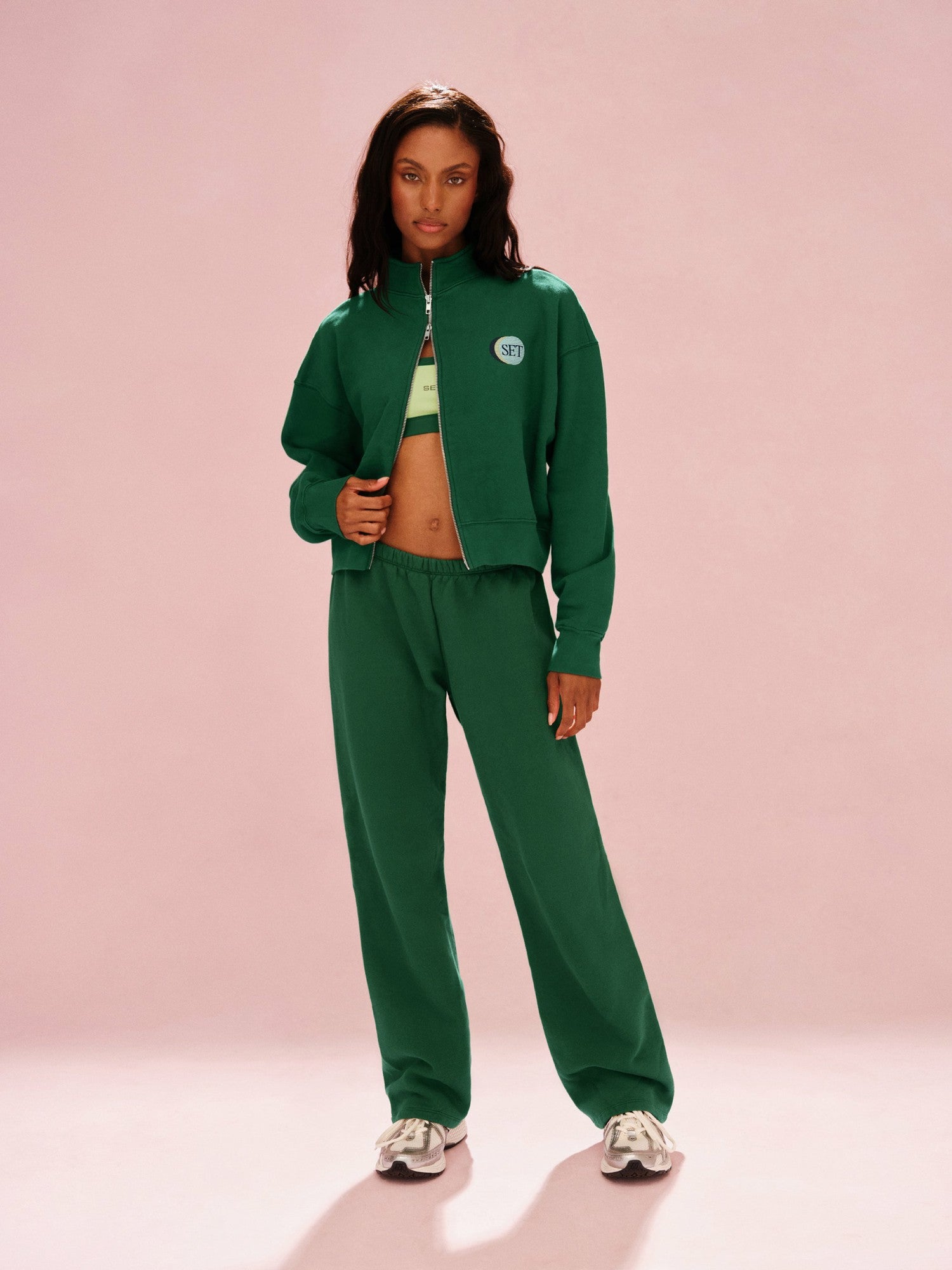 MIDWEIGHT SWEATS STAPLE SET FUNNEL ZIP - LAWN SET ACTIVE