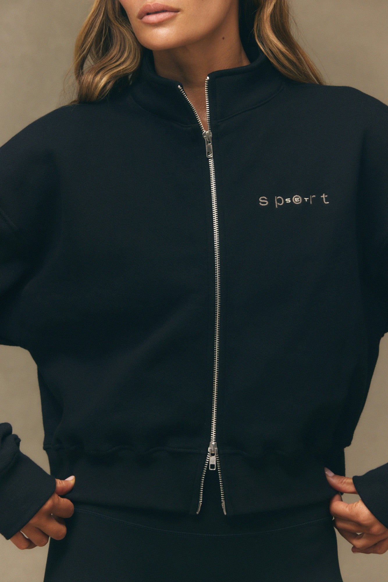 MIDWEIGHT SWEATS STAPLE SET SPORT FUNNEL ZIP - ONYX SET ACTIVE