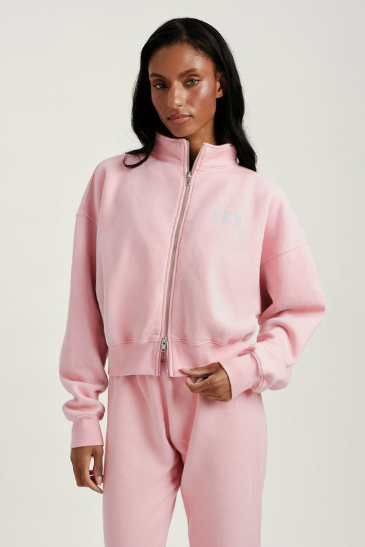 MIDWEIGHT SWEATS STAPLE SET FUNNEL ZIP - BLUSH SET ACTIVE