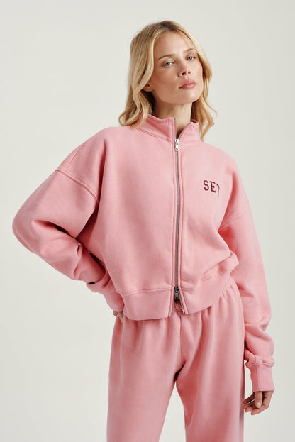 MIDWEIGHT SWEATS STAPLE SET FUNNEL ZIP - ROSEBUD SET ACTIVE