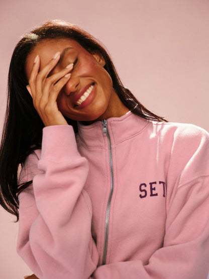 MIDWEIGHT SWEATS STAPLE SET FUNNEL ZIP - ROSEBUD SET ACTIVE