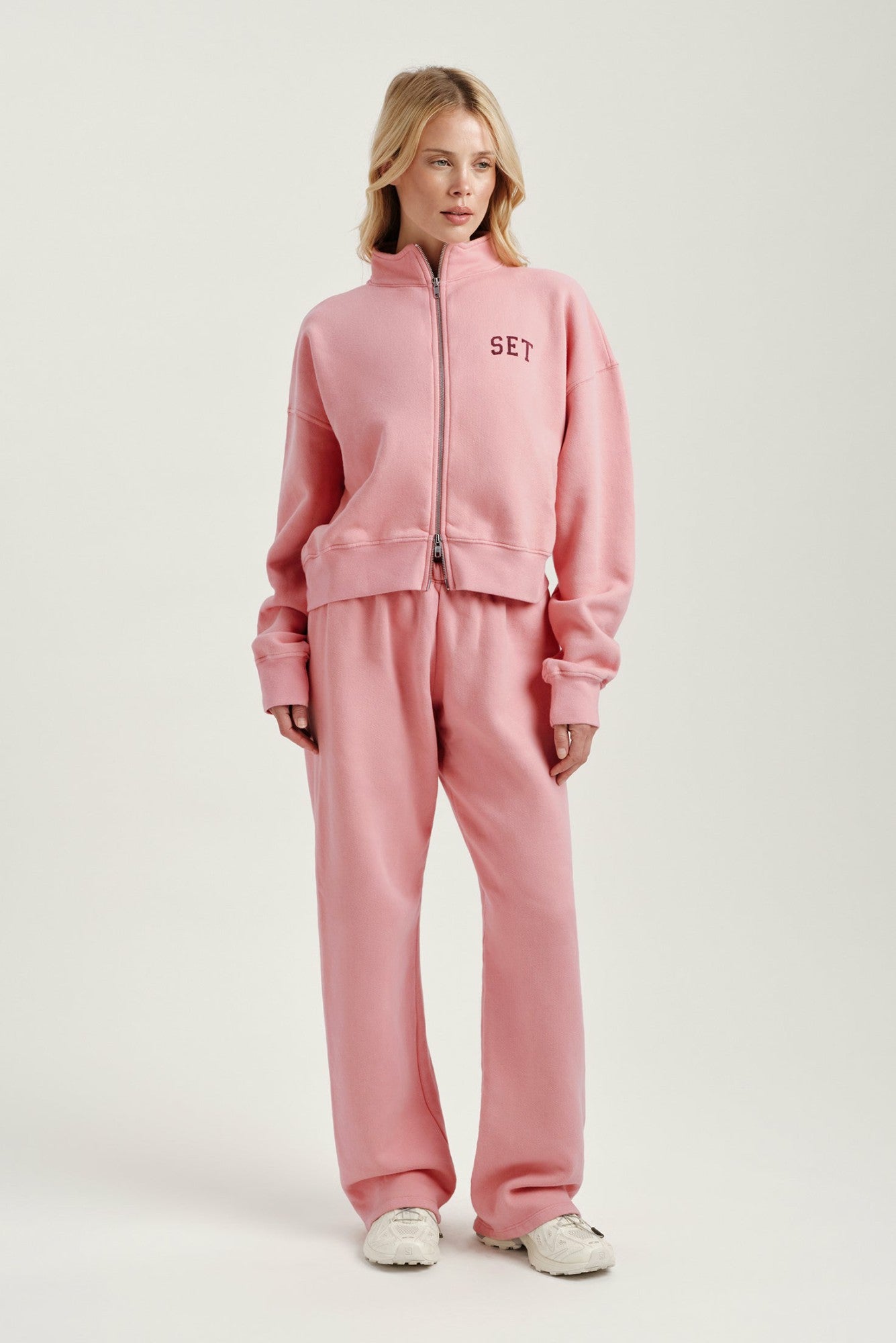 MIDWEIGHT SWEATS STAPLE SET FUNNEL ZIP - ROSEBUD SET ACTIVE