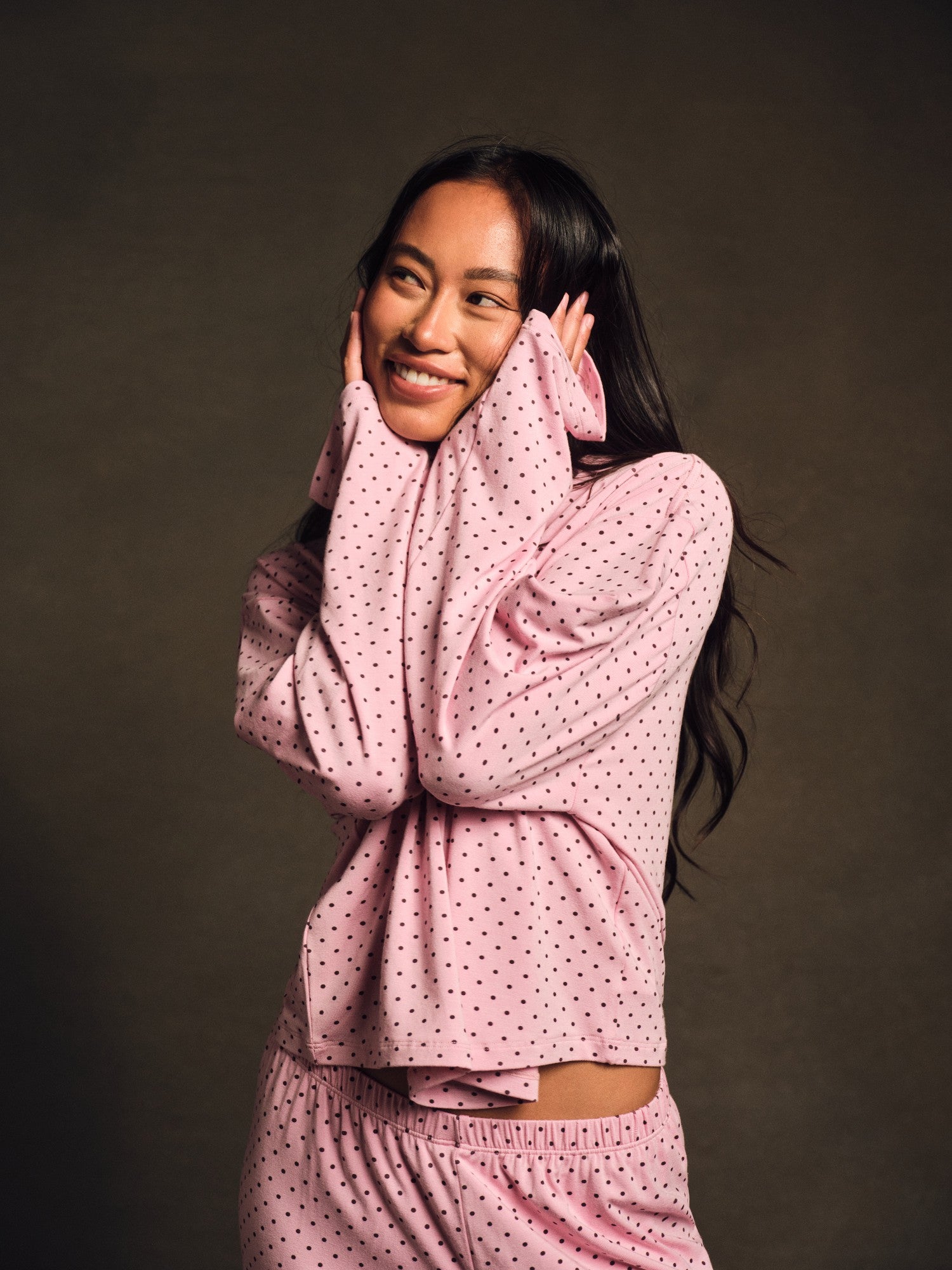 SLEEP JERSEY COMFORT POLKA DOT BOXY LONG SLEEVE - SWIRL SET ACTIVE