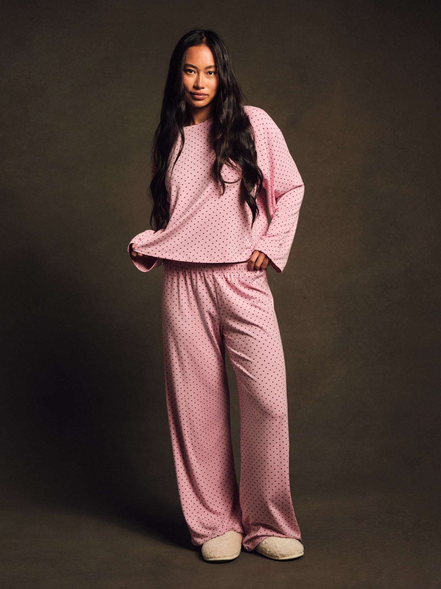 SLEEP JERSEY COMFORT POLKA DOT BOXY LONG SLEEVE - SWIRL SET ACTIVE