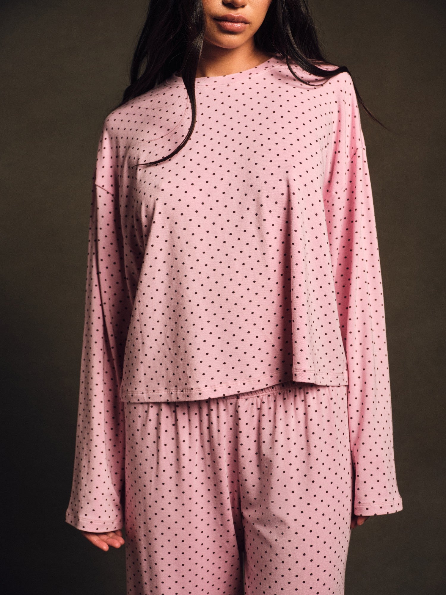 SLEEP JERSEY COMFORT POLKA DOT BOXY LONG SLEEVE - SWIRL SET ACTIVE