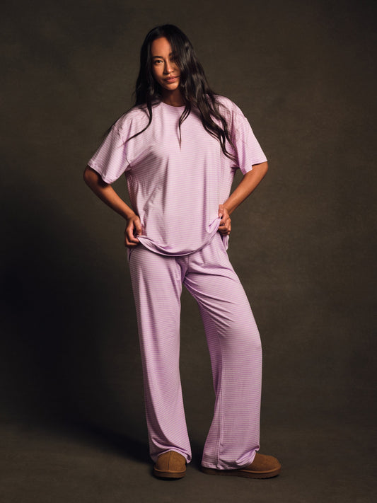SLEEP JERSEY COMFORT STRIPE SLEEP PANTS - BUTTERCREAM SET ACTIVE