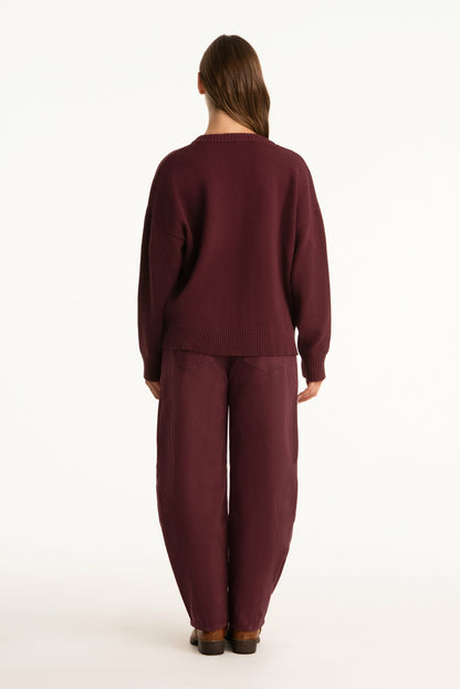 SET X PARKE COTTON V-NECK SWEATER - RHUBARB SET ACTIVE