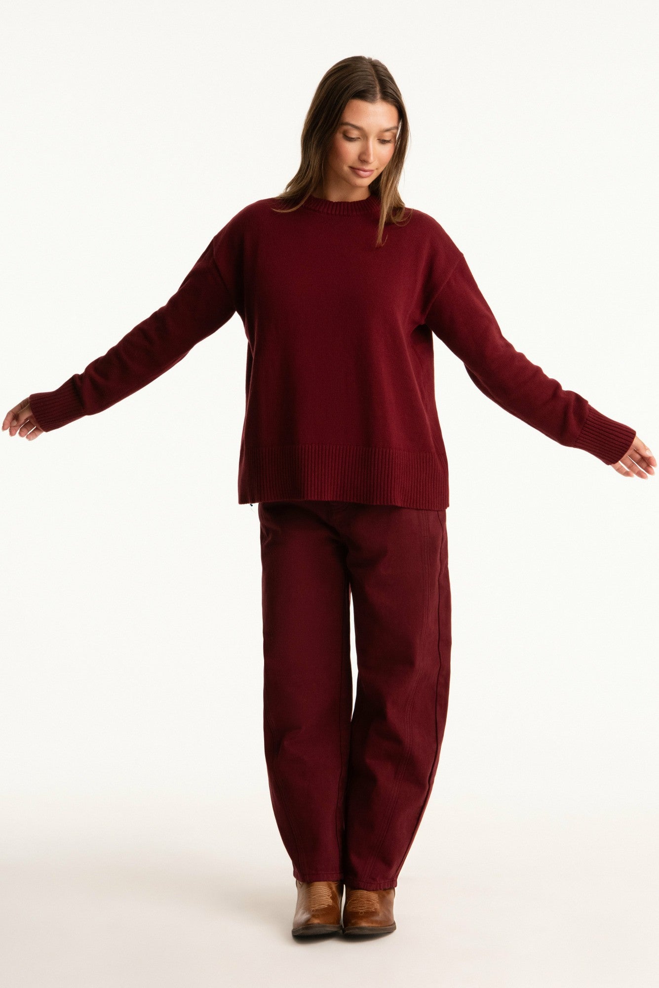 SET X PARKE COTTON CREWNECK - RHUBARB SET ACTIVE