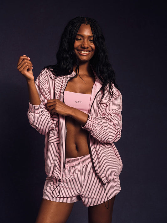 NYLON TRACK STRIPE LIFESTYLE ZIP UP - SWIRL SET ACTIVE
