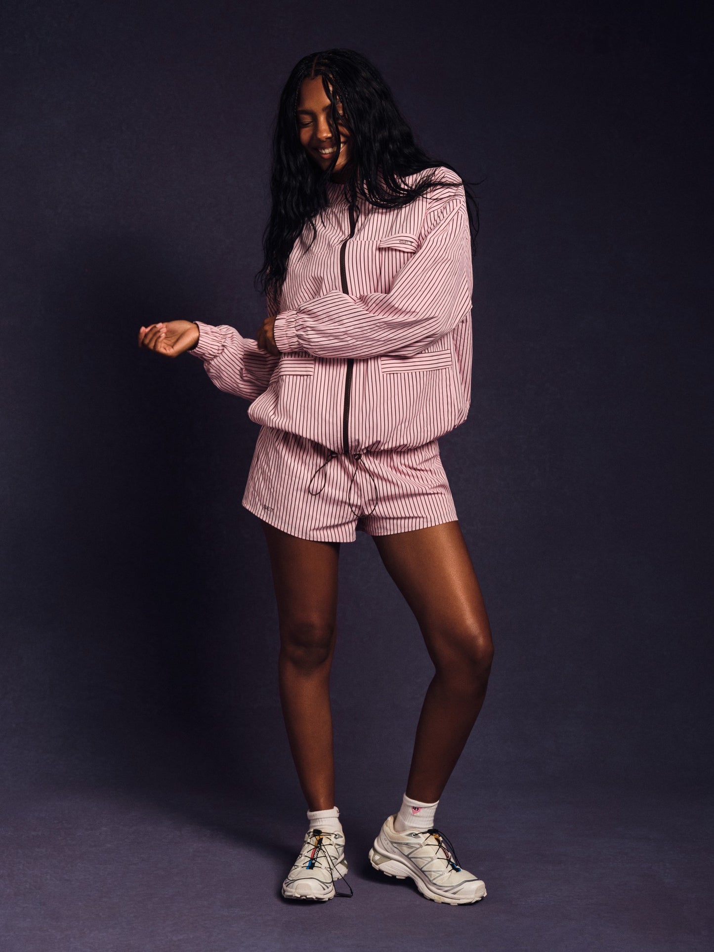 NYLON TRACK STRIPE LIFESTYLE ZIP UP - SWIRL SET ACTIVE