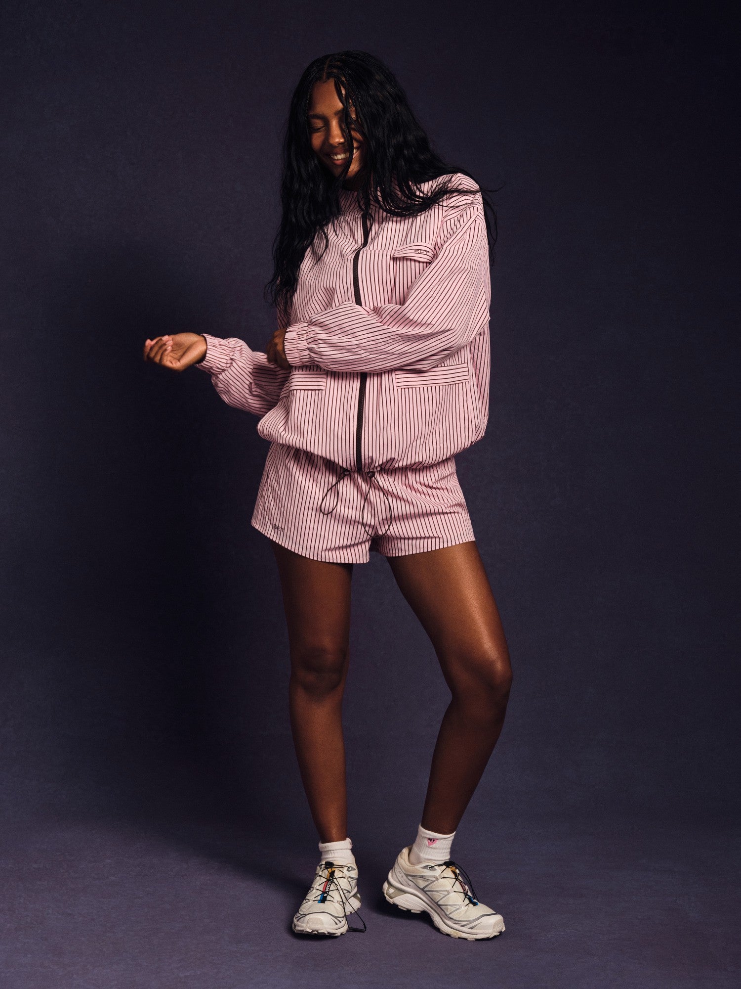 NYLON TRACK STRIPE LIFESTYLE ZIP UP - SWIRL SET ACTIVE