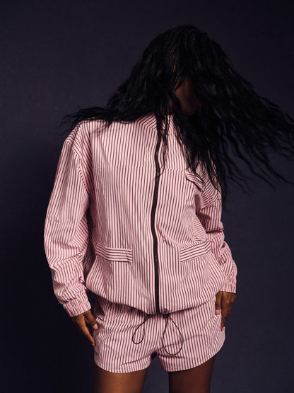 NYLON TRACK STRIPE LIFESTYLE ZIP UP - SWIRL SET ACTIVE