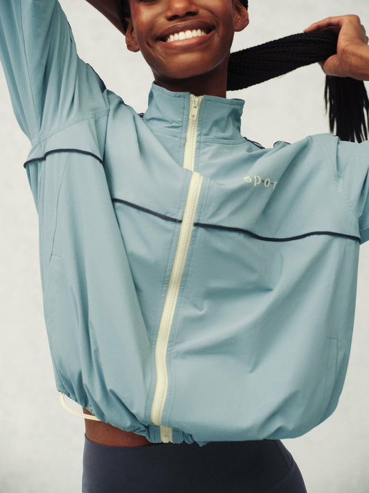 NYLON TRACK SEAM ZIP UP - WASHED SET ACTIVE