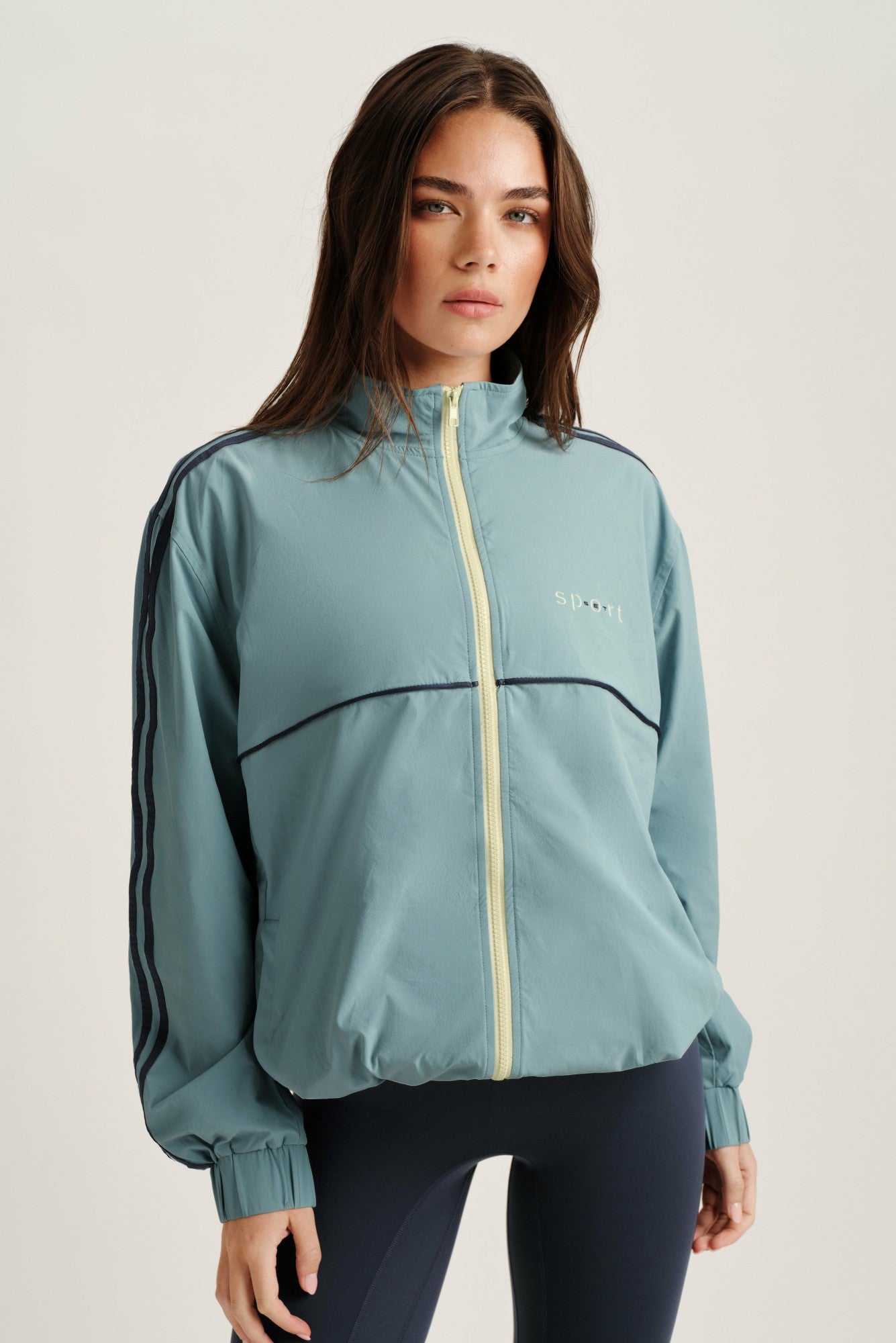 NYLON TRACK SEAM ZIP UP - WASHED SET ACTIVE