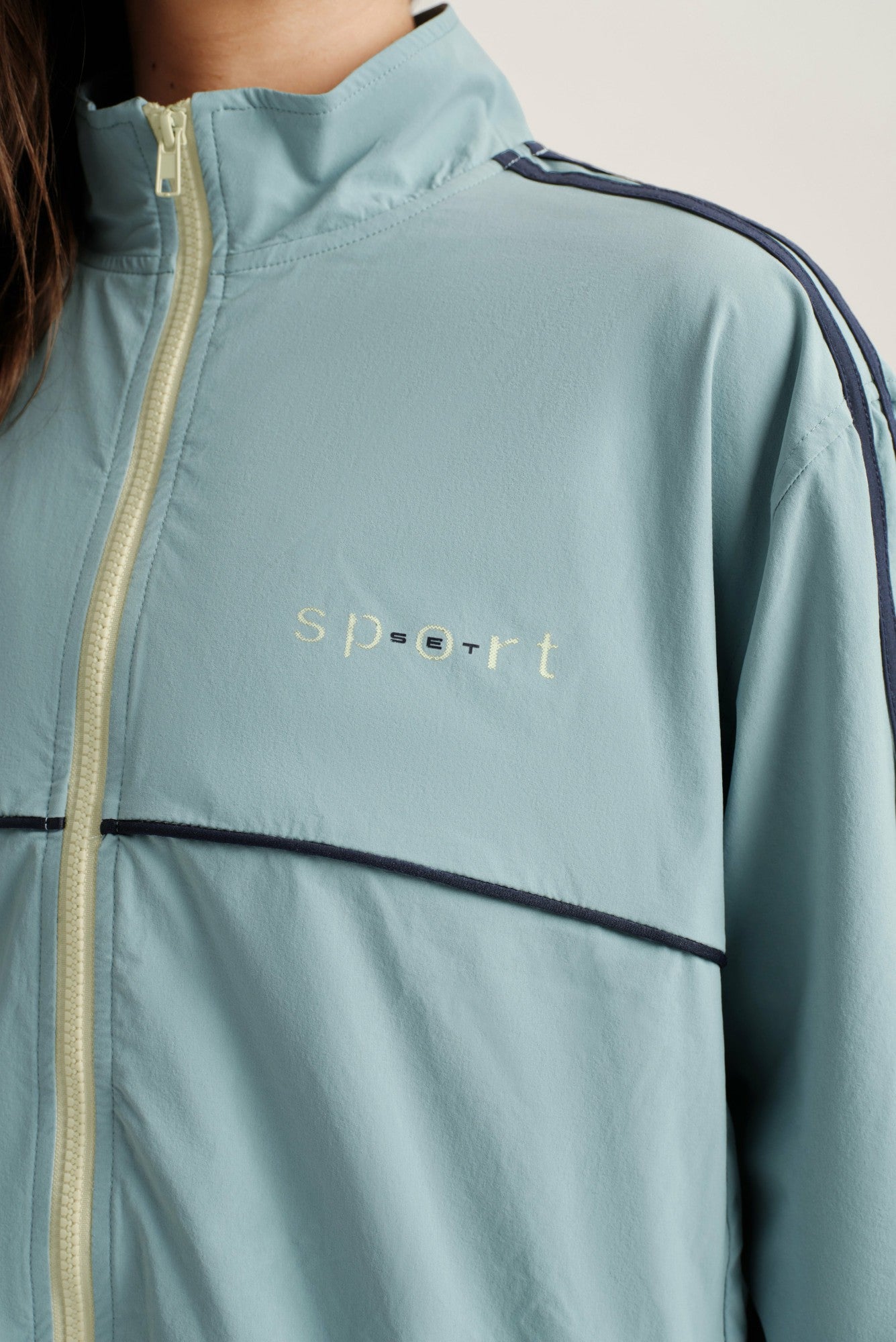 NYLON TRACK SEAM ZIP UP - WASHED SET ACTIVE