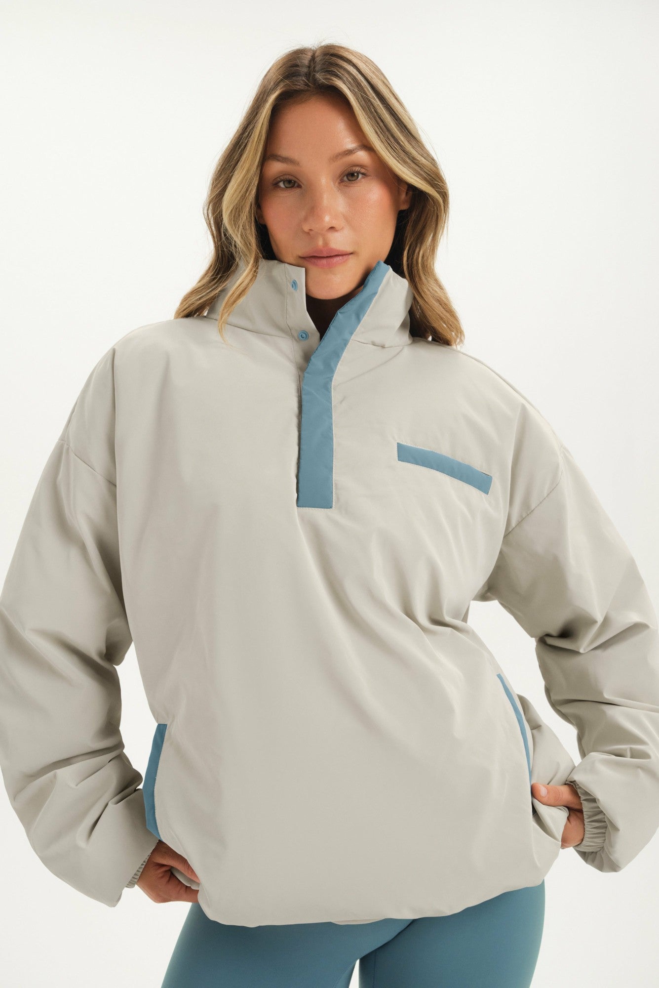 NYLON PUFF QUARTER SNAP JACKET - GLISTEN SET ACTIVE
