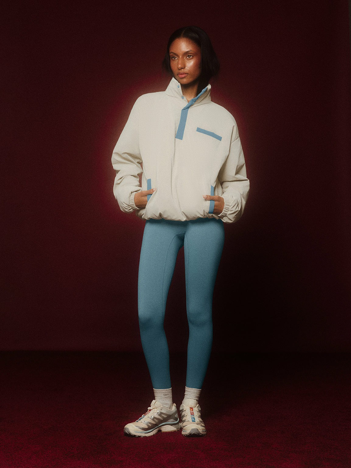 NYLON PUFF QUARTER SNAP JACKET - GLISTEN SET ACTIVE