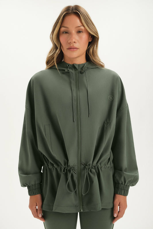 NYLON TRACK CINCHED WINDBREAKER - GROTTO SET ACTIVE