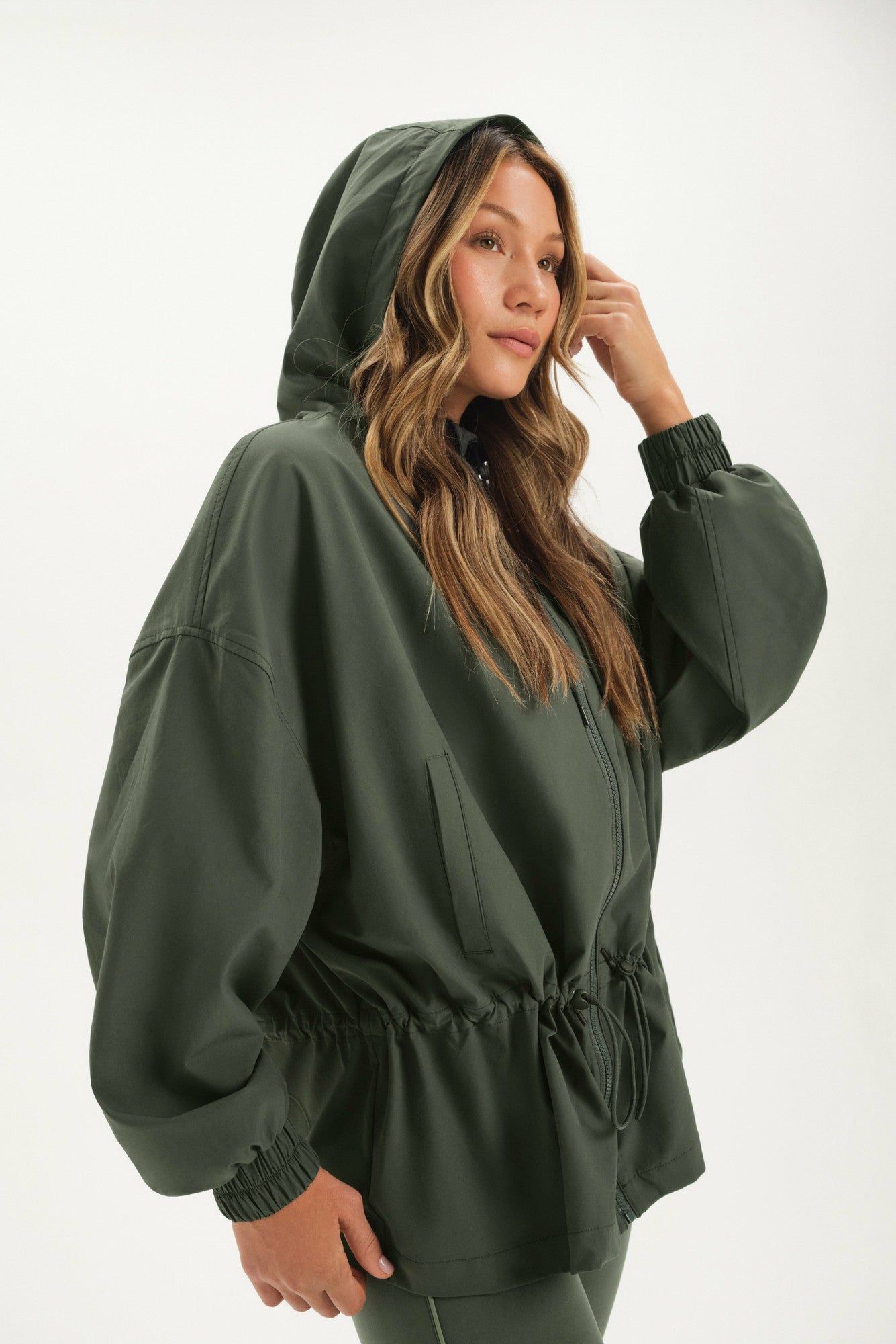 NYLON TRACK CINCHED WINDBREAKER - GROTTO SET ACTIVE