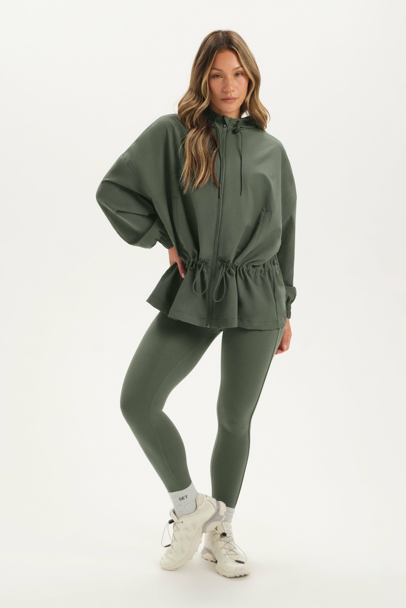 NYLON TRACK CINCHED WINDBREAKER - GROTTO SET ACTIVE