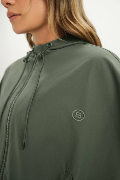 NYLON TRACK CINCHED WINDBREAKER - GROTTO SET ACTIVE
