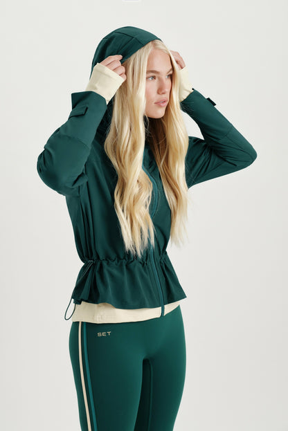 NYLON DUET CINCHED WINDBREAKER - PEAK SET ACTIVE