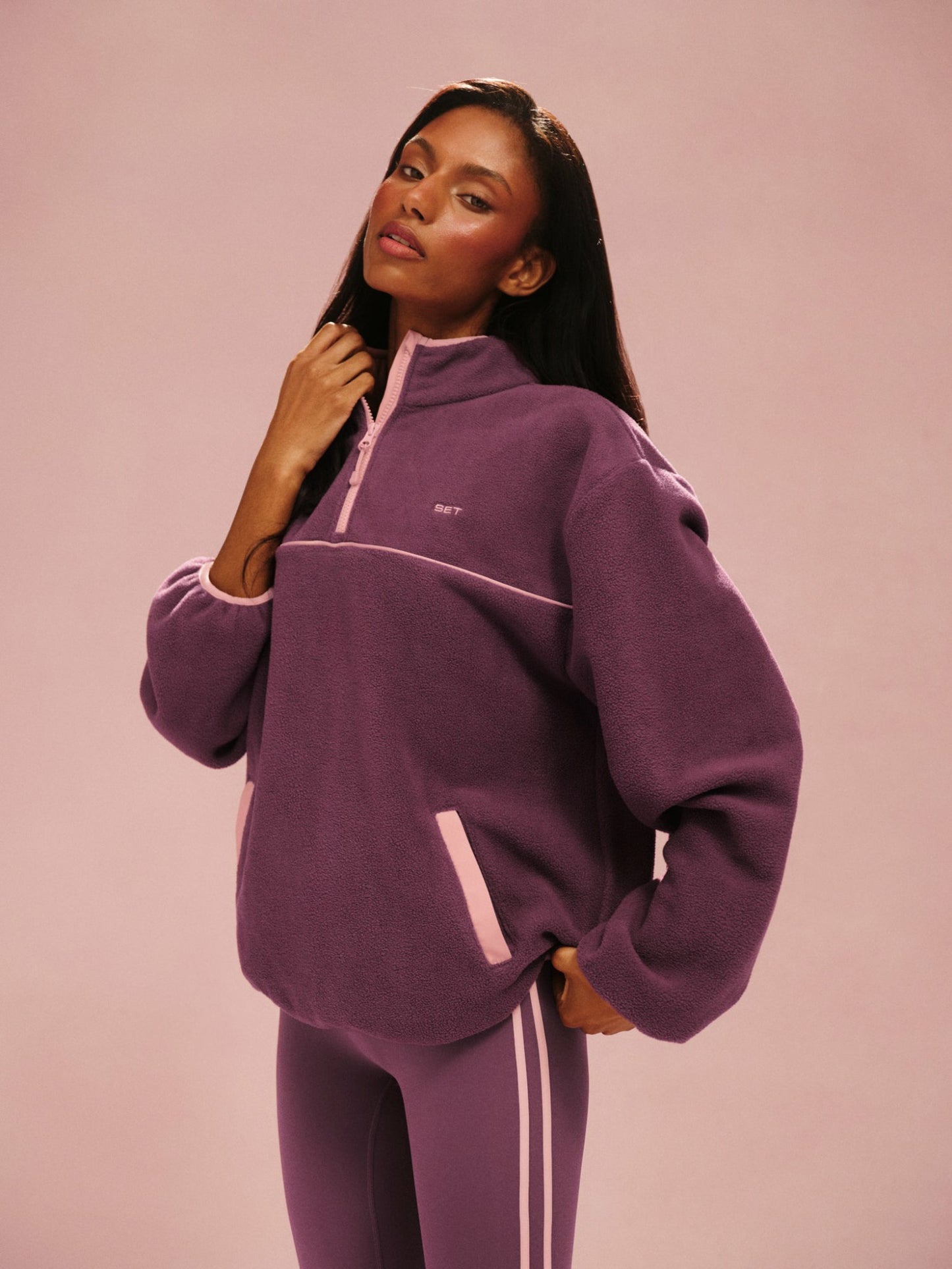 MICROFLEECE HALF ZIP - ROSEBUD SET ACTIVE