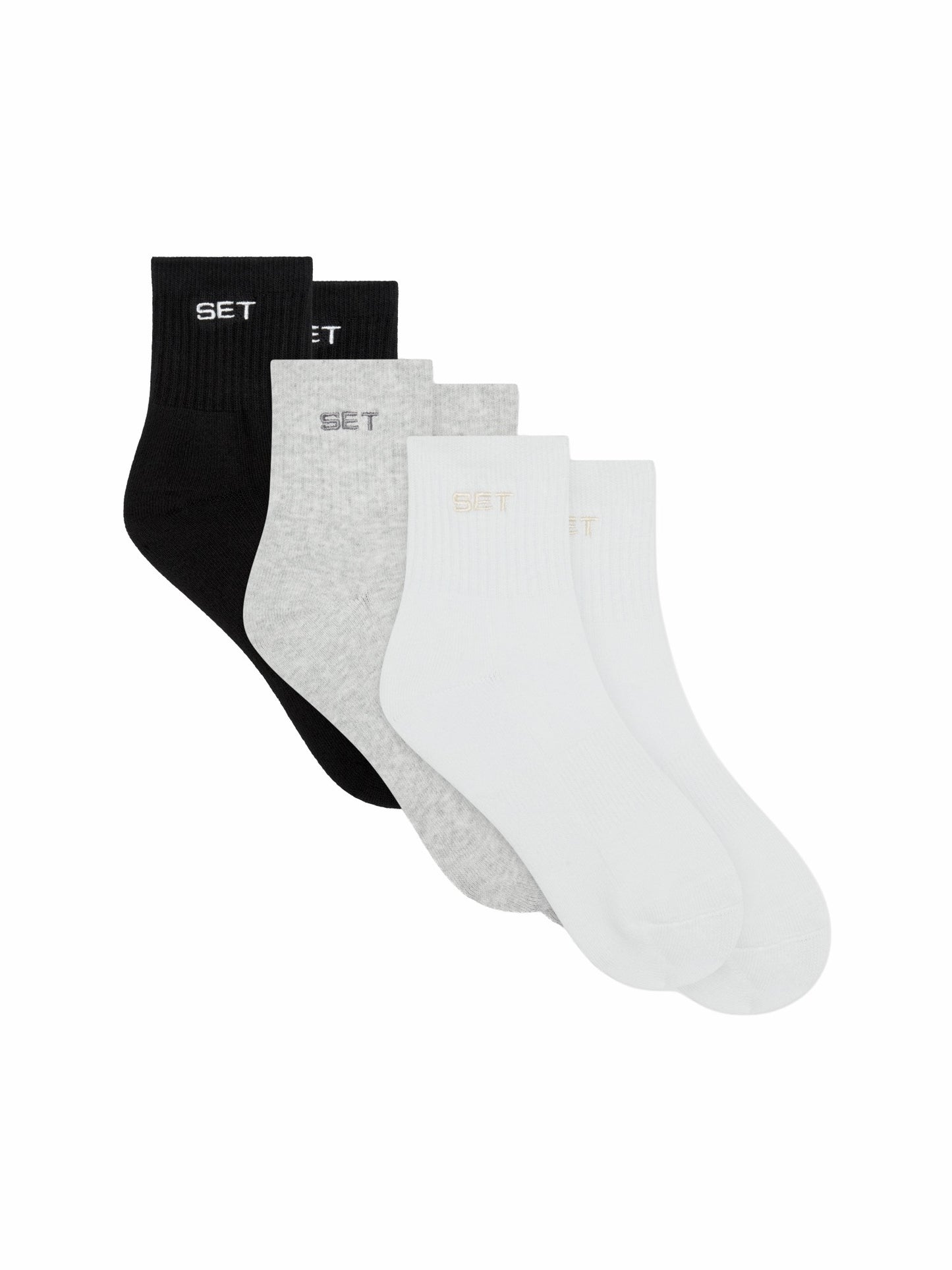 SET SHORTY SOCKS (3 PACK) - WHITE/HEATHER GREY/ONYX SET ACTIVE