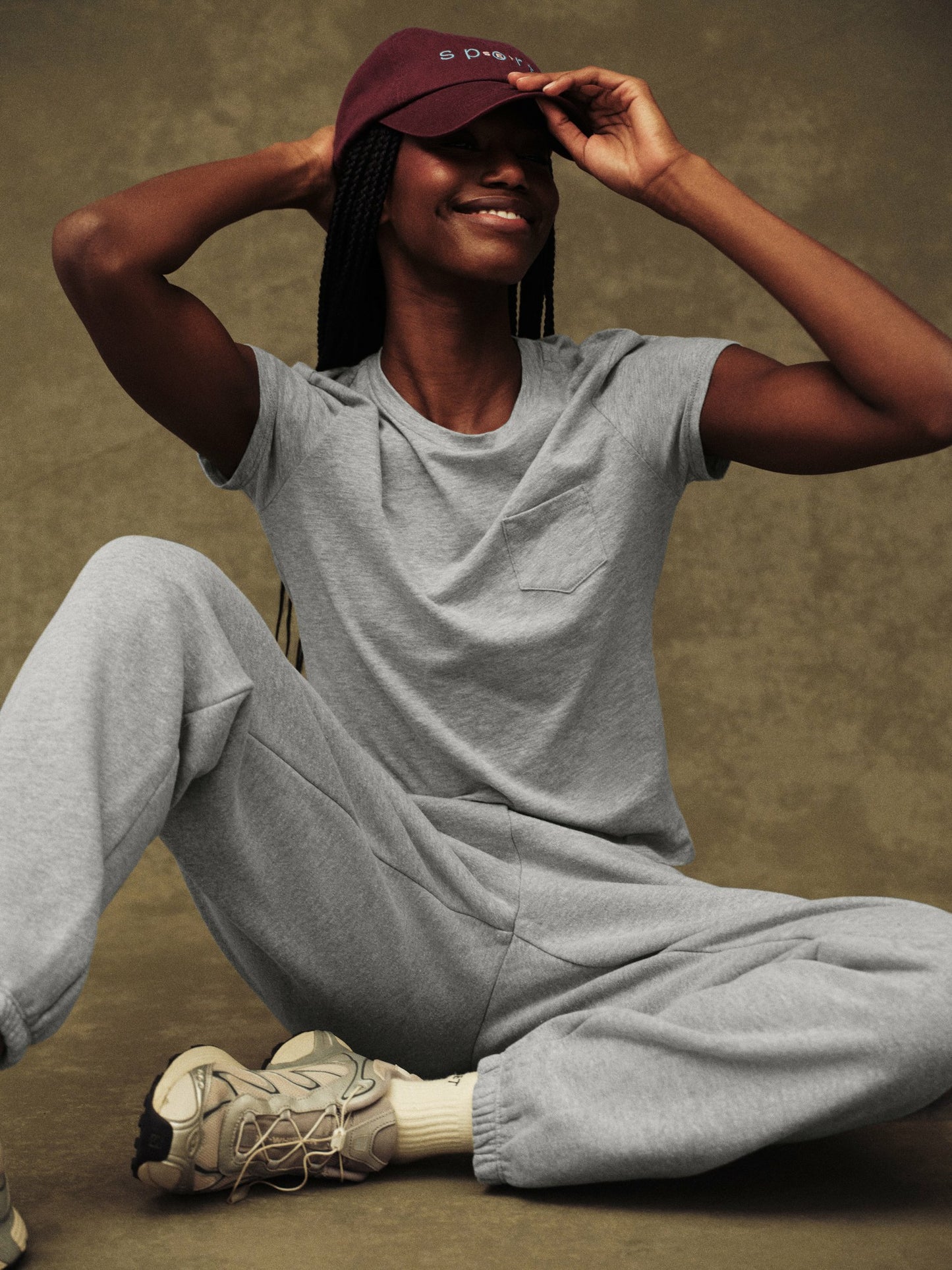 MIDWEIGHT SWEATS STAPLE OLD SCHOOL SWEATPANTS - FOG HEATHER GREY SET ACTIVE