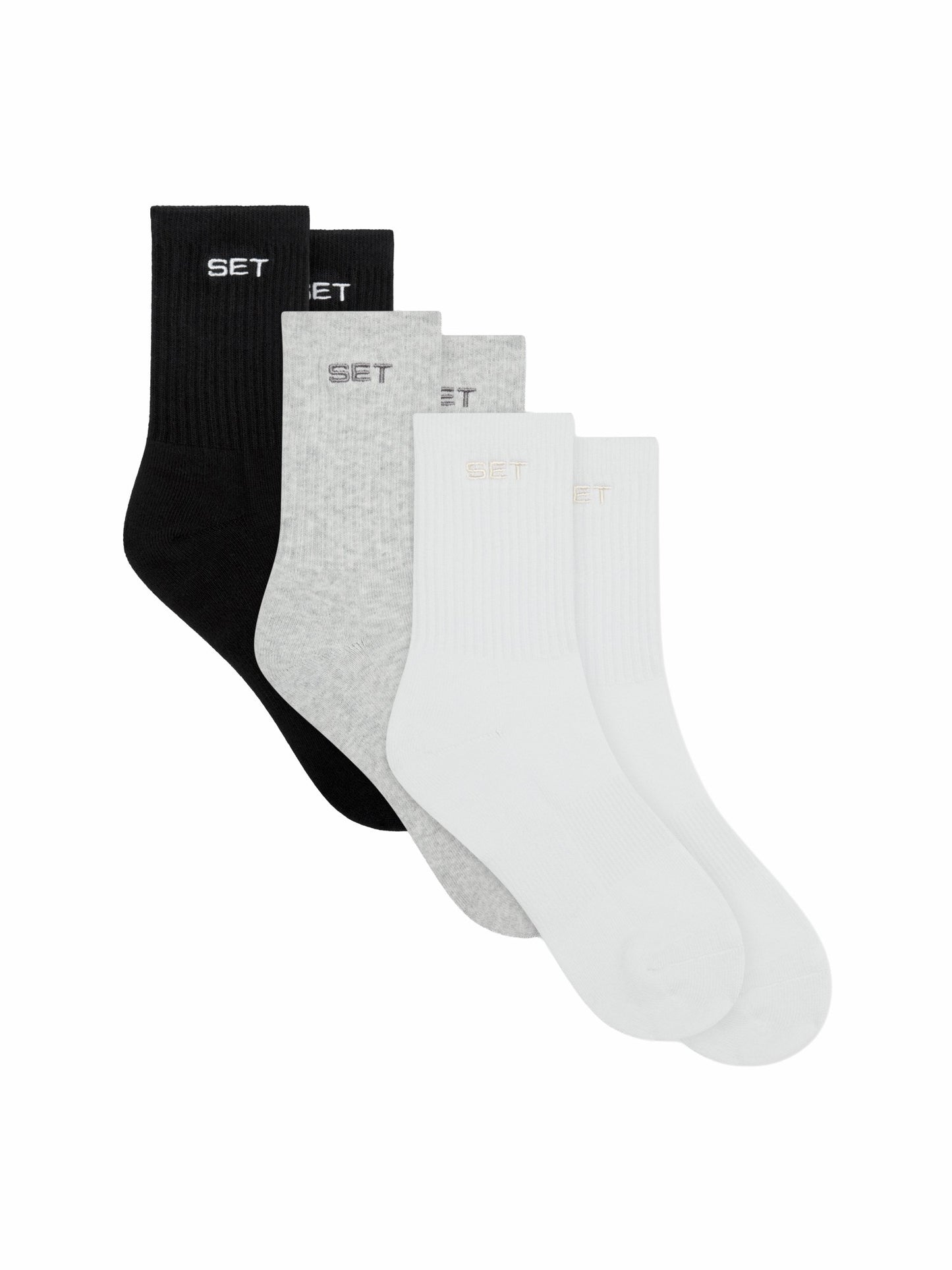 SET SOCKS (3 PACK) - WHITE/HEATHER GREY/ONYX SET ACTIVE