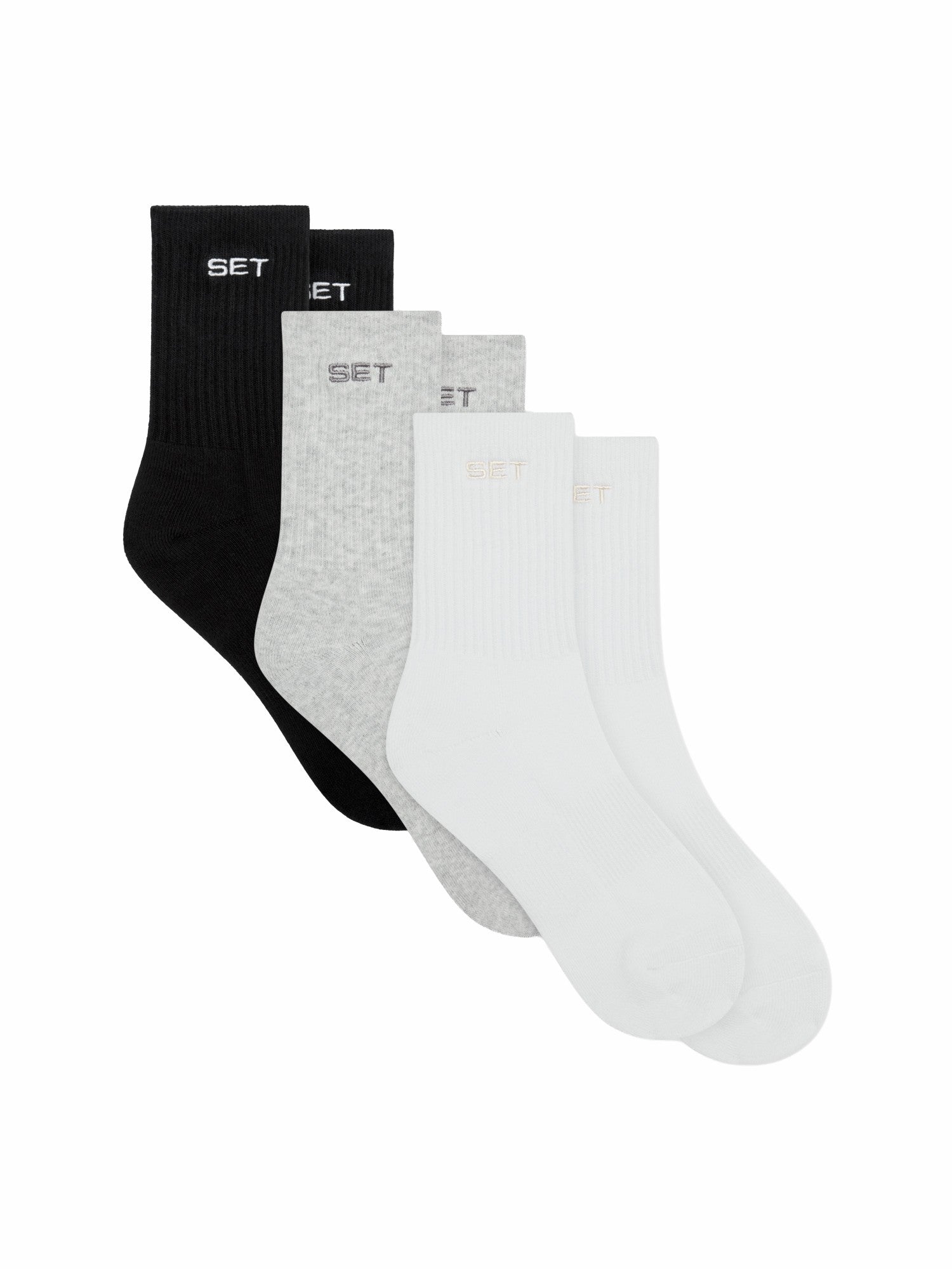SET SOCKS (3 PACK) - WHITE/HEATHER GREY/ONYX SET ACTIVE