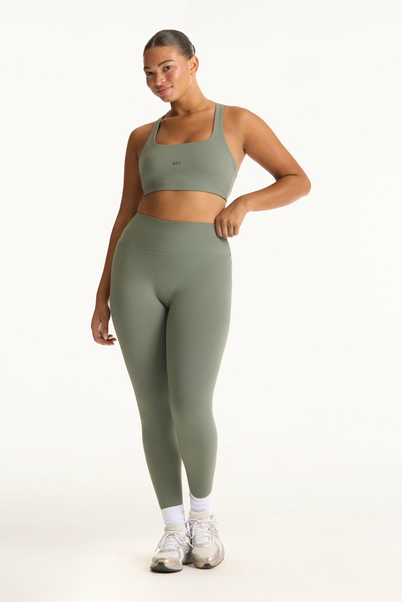 SPORTBODY® SPORTY HIGH-RISE LEGGINGS - KELP SET ACTIVE